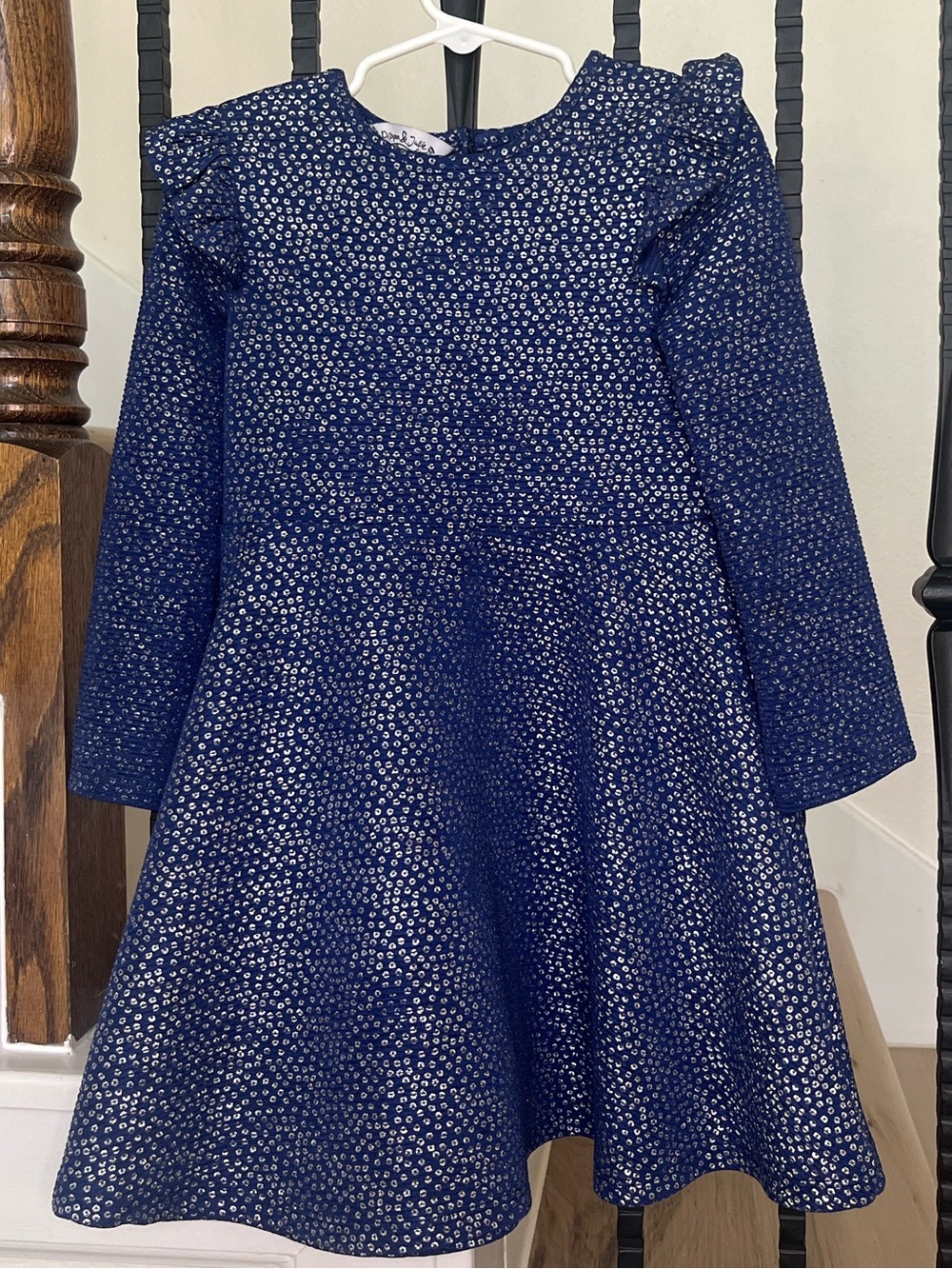 Pippa & Julie Navy Dress with Silver Dot Sparkle Holiday Night Out Shine Church